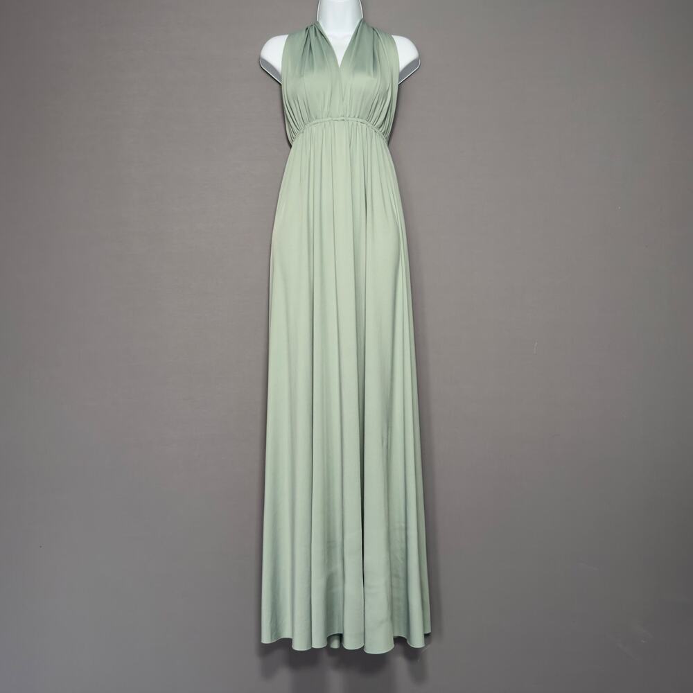 V-Neck Sage Green Maxi Dress - Sleeveless Midi